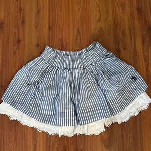 Abercrombie vintage chambray striped miniskirt eyelet ruffle size XS